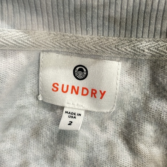 Sundry Tie Dye Green Smocked Crewneck Sweatshirt - Picture 3 of 9